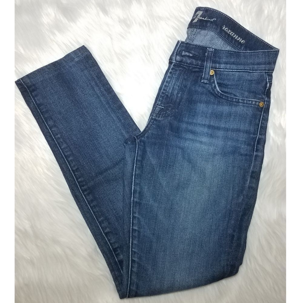 7 For All Mankind|Roxanne Blue Denim Skinny Jeans, 25